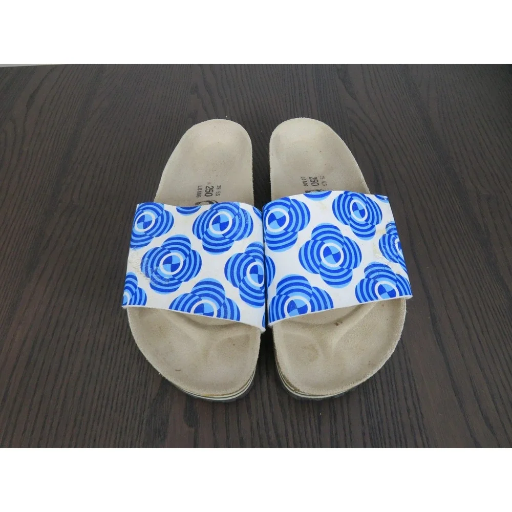 Birkenstock Betula Sandals Womens Size 8 39 Blue Slide Cork Wedge Floral